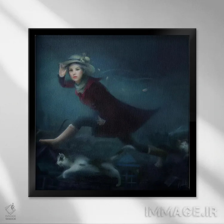 تابلو فِلیده (خانواده گربهسانان) اثر بنت شلیک - نمای قابدار مشکی