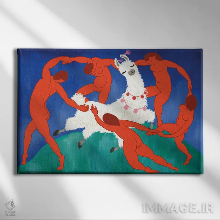 تابلو رقص با لاما اثر بگ نوز ورک (استودیو) - نمای روبهرو روی دیوار