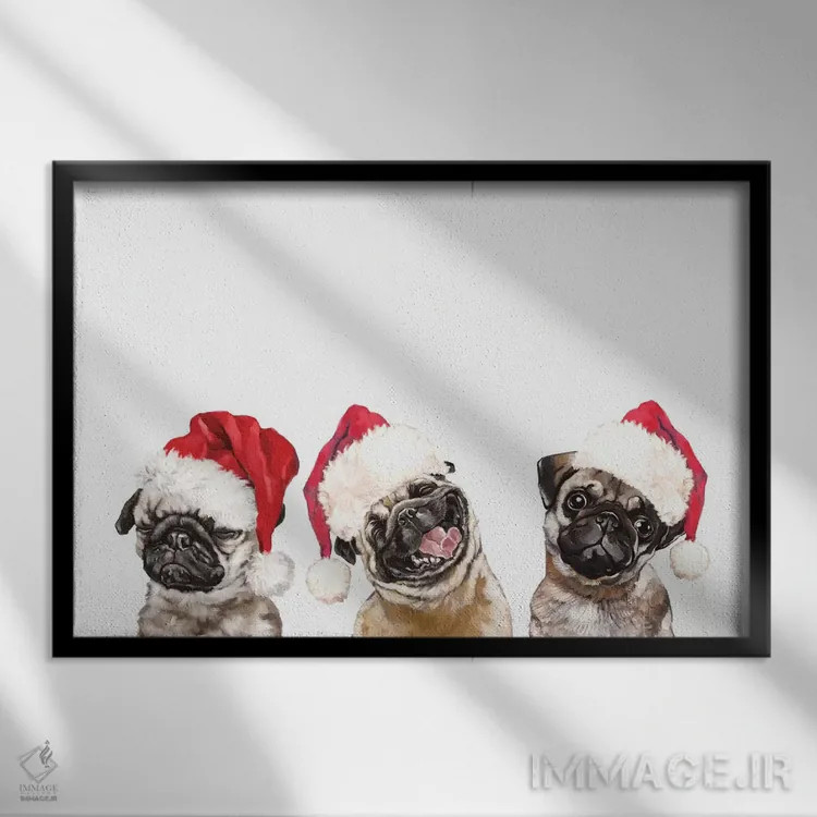 تابلو سه پاگ احساساتی پیش از کریسمس اثر بگ نوز ورک (استودیو) - نمای قابدار مشکی