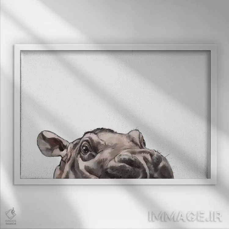 تابلو اسبی آبی که سرک میکشد اثر بگ نوز ورک (استودیو) - نمای قابدار سفید