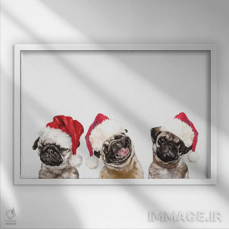 تابلو سه پاگ احساساتی پیش از کریسمس اثر بگ نوز ورک (استودیو) - نمای قابدار سفید