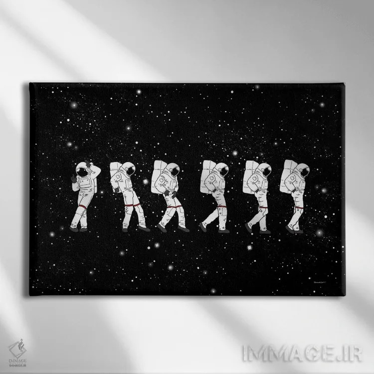 تابلو فضانورد عاشق در قدم زدن روی ماه اثر بگ نوز ورک (استودیو) - نمای روبهرو روی دیوار