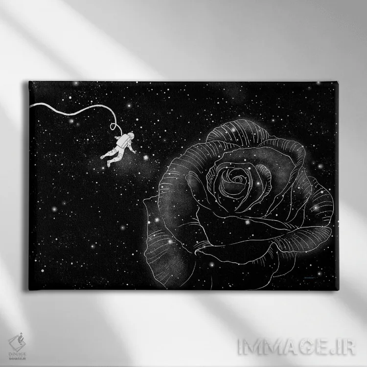 تابلو رز در فضا اثر بگ نوز ورک (استودیو) - نمای روبهرو روی دیوار