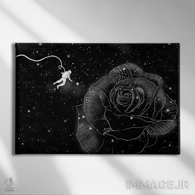 تابلو رز در فضا اثر بگ نوز ورک (استودیو) - نمای روبهرو روی دیوار