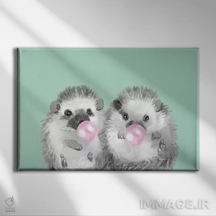 تابلو دوقلوهای جوجهتیغی بازیگوش اثر بگ نوز ورک (استودیو) - نمای روبهرو روی دیوار