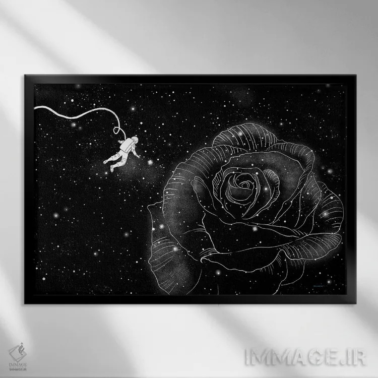 تابلو رز در فضا اثر بگ نوز ورک (استودیو) - نمای قابدار مشکی