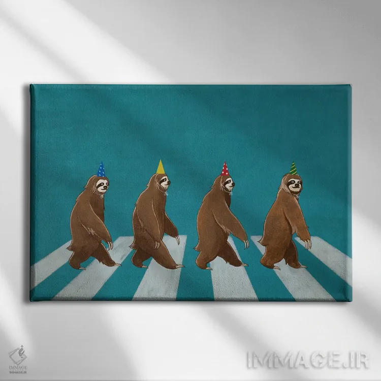 تابلو تنبل در جاده ابی (ارجاع به بیتلز) اثر بگ نوز ورک (استودیو) - نمای روبهرو روی دیوار