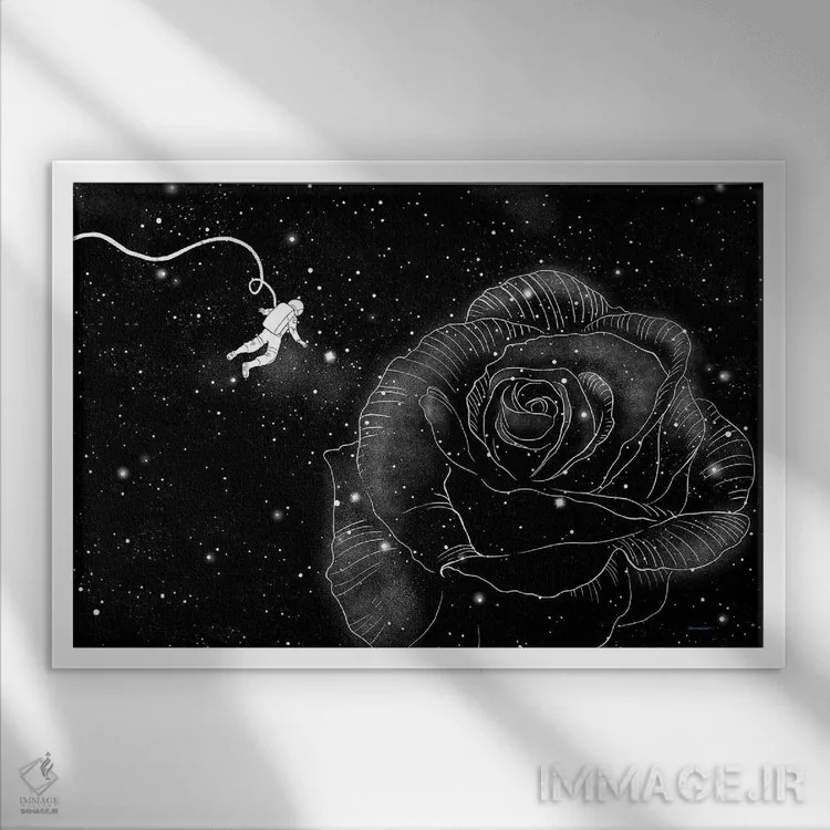 تابلو رز در فضا اثر بگ نوز ورک (استودیو) - نمای قابدار سفید