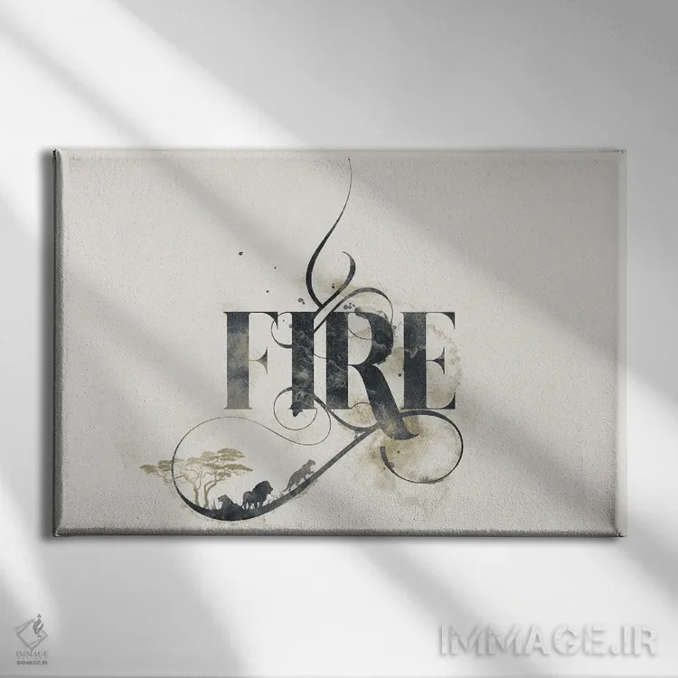 تابلو تایپوگرافی عنصری (هنری/متنی) اثر ۳۳ استخوان شکسته - نمای روبهرو روی دیوار