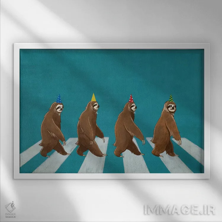 تابلو تنبل در جاده ابی (ارجاع به بیتلز) اثر بگ نوز ورک (استودیو) - نمای قابدار سفید