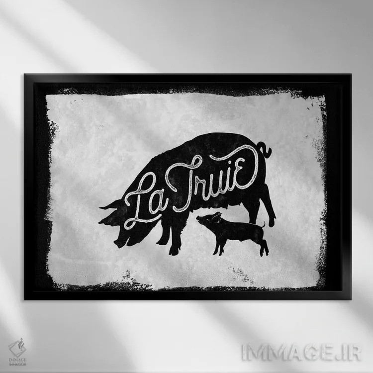 تابلو ماده خوک (فرانسوی) اثر ۳۳ استخوان شکسته - نمای قابدار مشکی