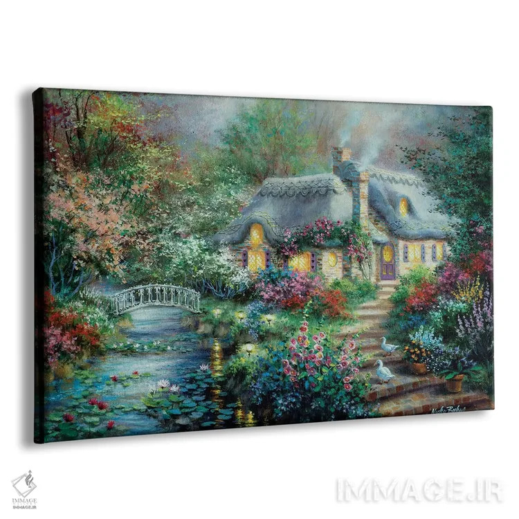 تابلو کلبه کنار رودخانه کوچک اثر نیکی بومه - نمای پرسپکتیو محصول