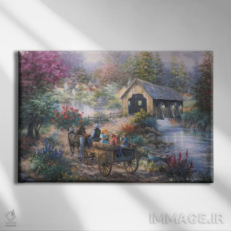 تابلو شادی در پل پوشیده اثر نیکی بومه - نمای روبهرو روی دیوار