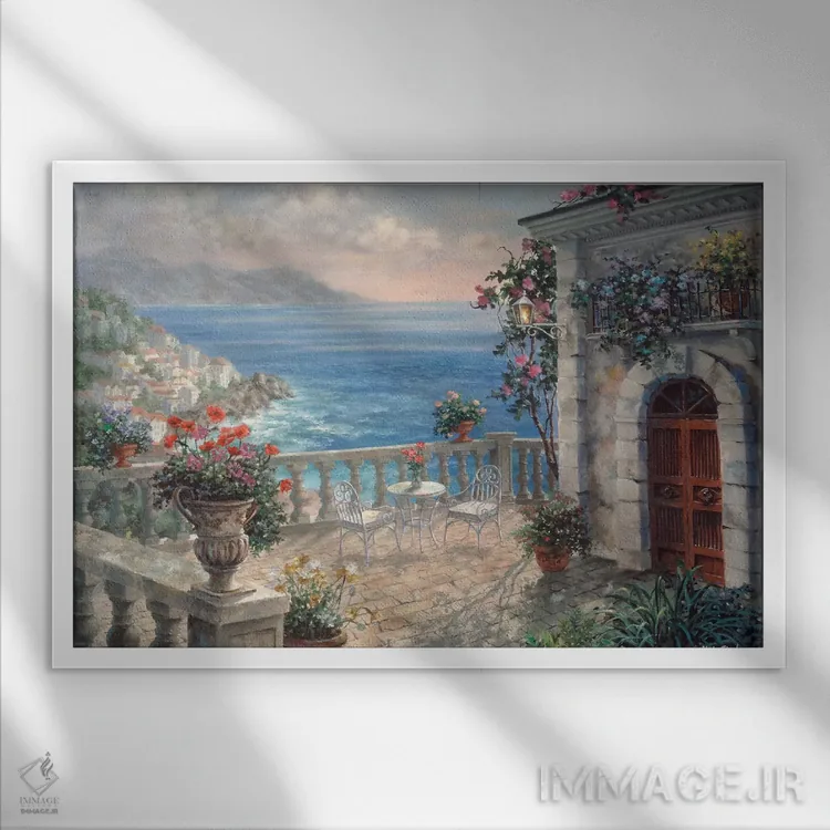 تابلو ظرافت مدیترانهای اثر نیکی بومه - نمای قابدار سفید