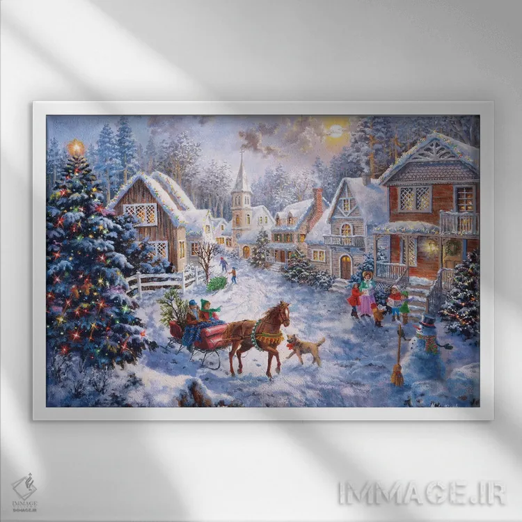 تابلو کریسمس مبارک اثر نیکی بومه - نمای قابدار سفید