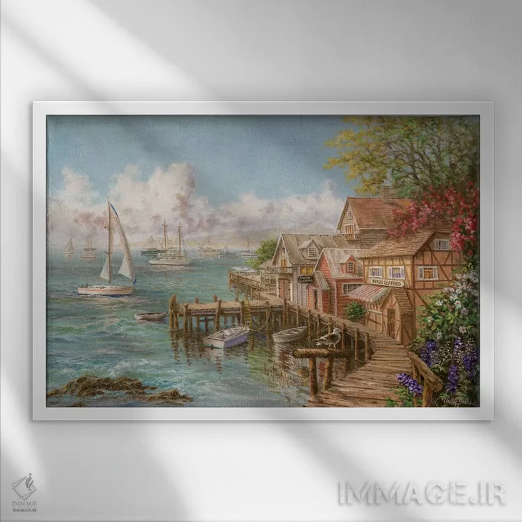 تابلو پناهگاه دریانورد اثر نیکی بومه - نمای قابدار سفید