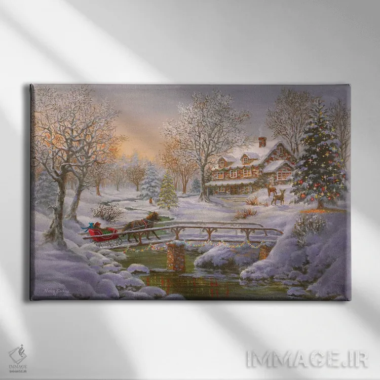 تابلو عبور از پل به خانهٔ مادربزرگ اثر نیکی بومه - نمای روبهرو روی دیوار