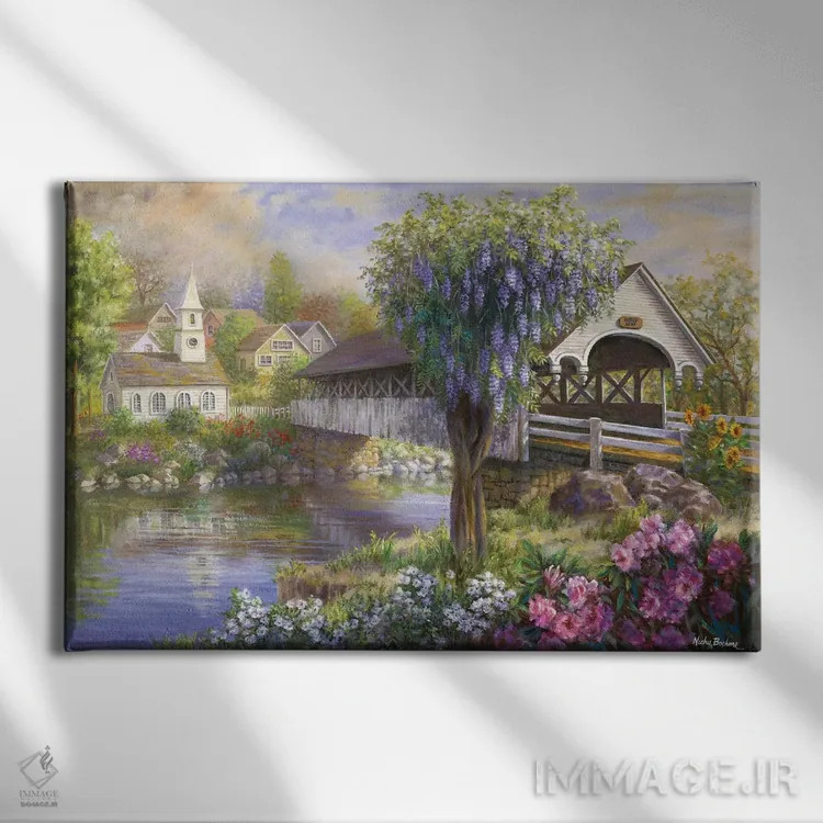 تابلو پل پوشیدهٔ خوشمنظره اثر نیکی بومه - نمای روبهرو روی دیوار