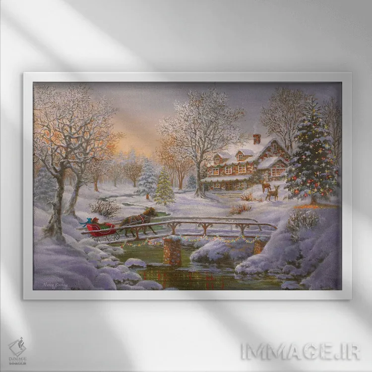 تابلو عبور از پل به خانهٔ مادربزرگ اثر نیکی بومه - نمای قابدار سفید