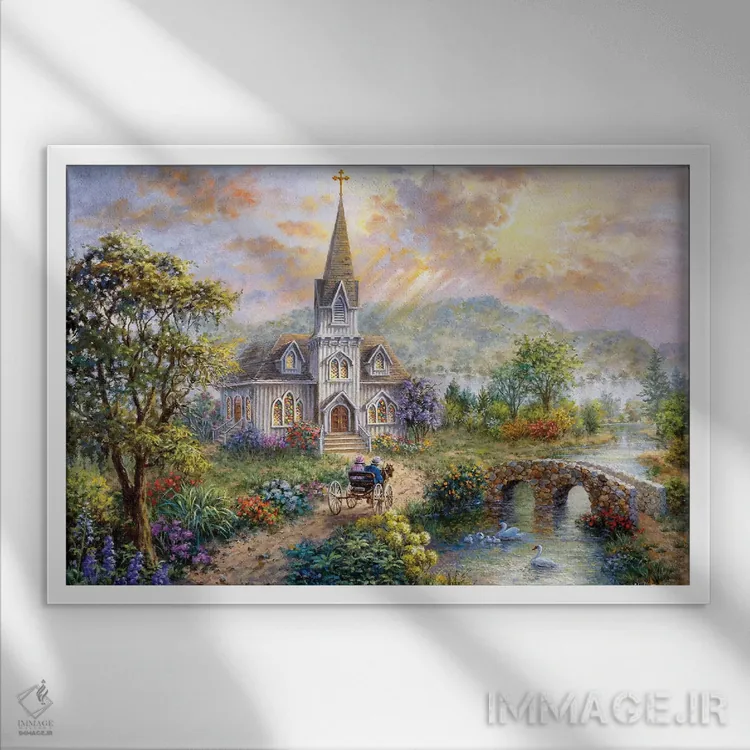 تابلو دعا برای صلح جهانی اثر نیکی بومه - نمای قابدار سفید