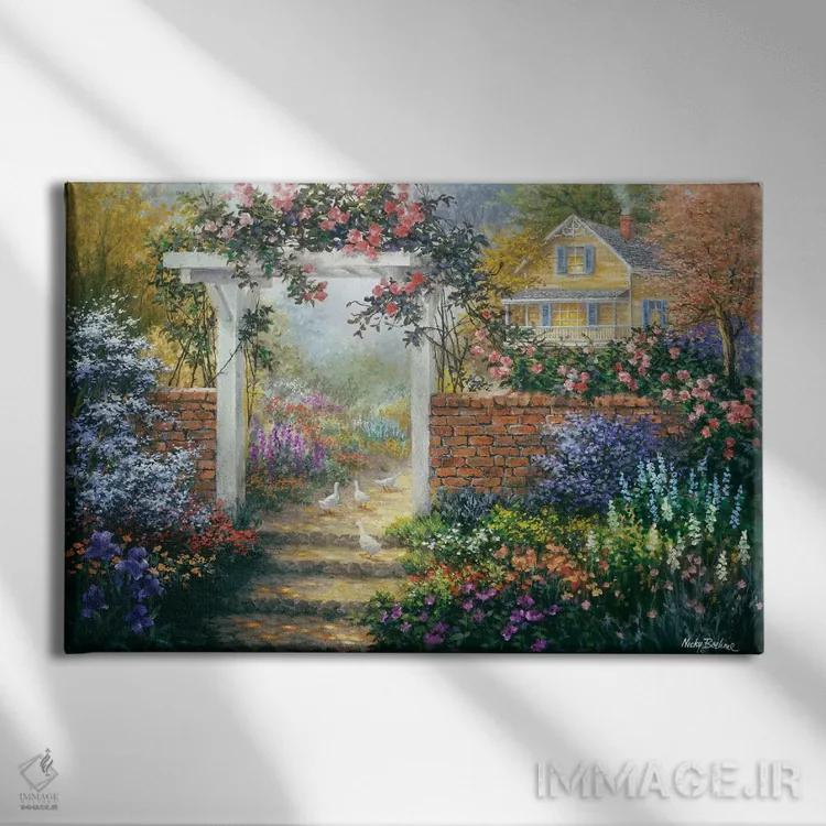 تابلو آلاچیق گل رز اثر نیکی بومه - نمای روبهرو روی دیوار