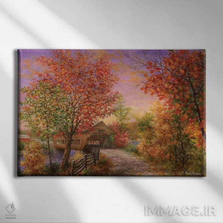 تابلو رنگ پاییزی مُد اثر نیکی بومه - نمای روبهرو روی دیوار