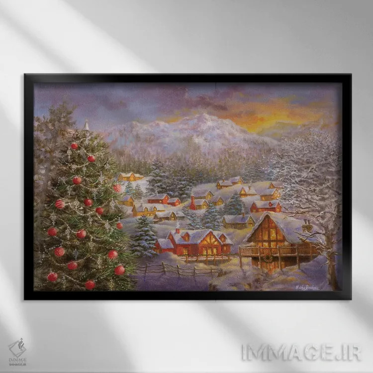 تابلو تبریکات فصلی اثر نیکی بومه - نمای قابدار مشکی