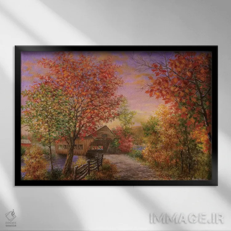 تابلو رنگ پاییزی مُد اثر نیکی بومه - نمای قابدار مشکی