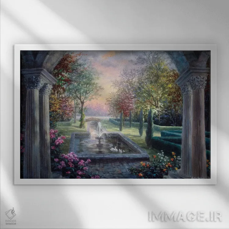 تابلو آرامش مدیترانهای روحنواز اثر نیکی بومه - نمای قابدار سفید