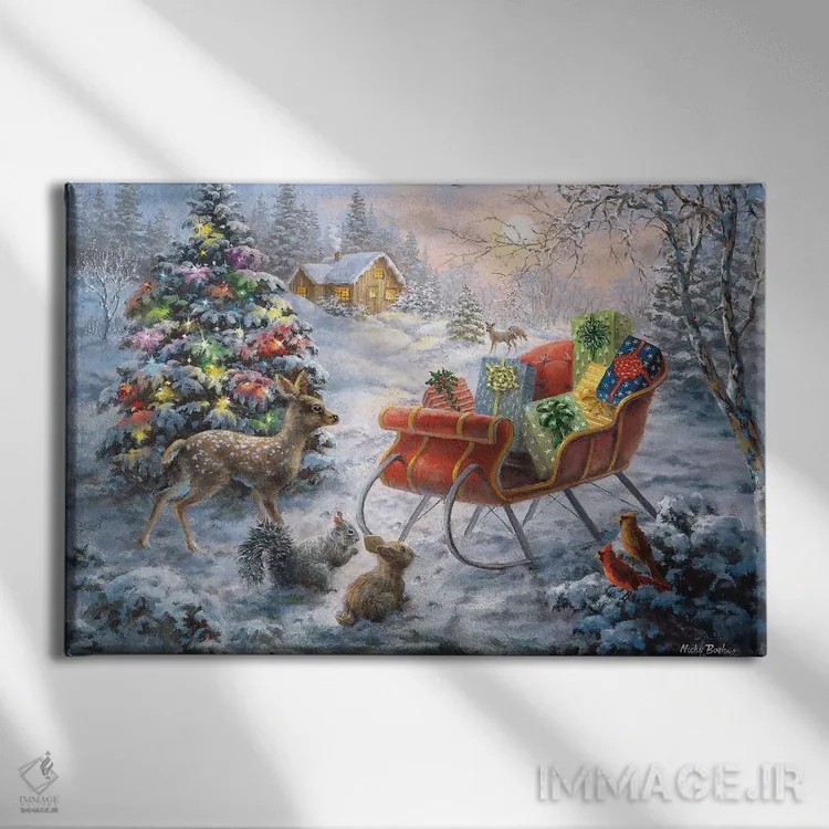 تابلو شب قبل از کریسمس است اثر نیکی بومه - نمای روبهرو روی دیوار