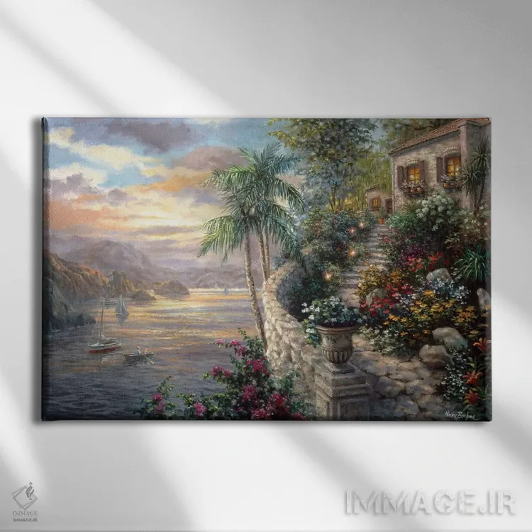 تابلو دریای آرام اثر نیکی بومه - نمای روبهرو روی دیوار