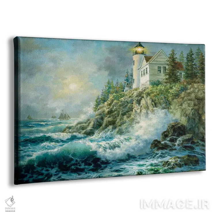 تابلو فانوس دریایی بس هاربر (آمریکا) اثر نیکی بومه - نمای پرسپکتیو محصول