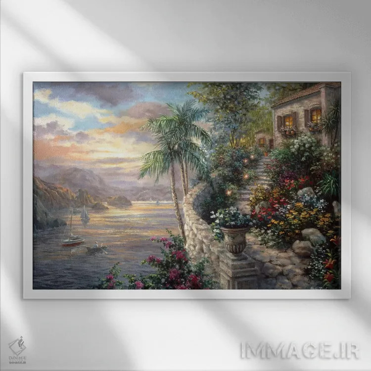 تابلو دریای آرام اثر نیکی بومه - نمای قابدار سفید