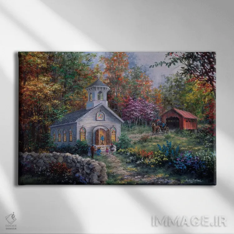 تابلو پرستش در روستا اثر نیکی بومه - نمای روبهرو روی دیوار