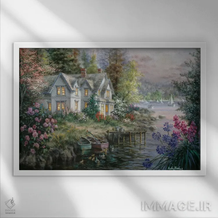 تابلو اسکلهٔ خلیج اثر نیکی بومه - نمای قابدار سفید