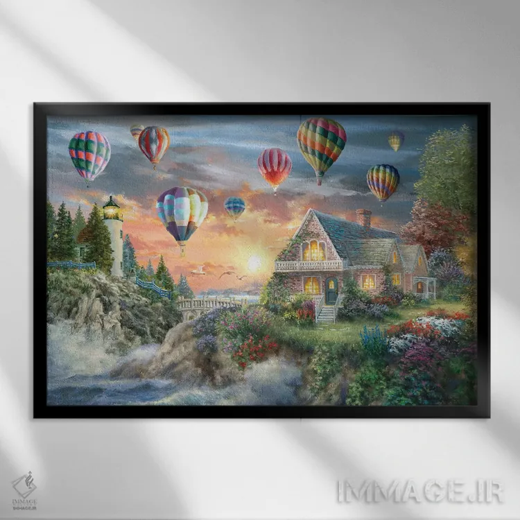 تابلو بالنها بر فراز ساحل غروب اثر نیکی بومه - نمای قابدار مشکی