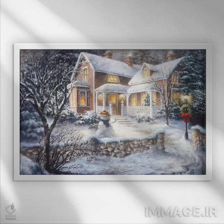 تابلو خوشامد زمستانی اثر نیکی بومه - نمای قابدار سفید