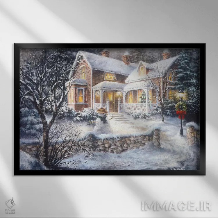 تابلو خوشامد زمستانی اثر نیکی بومه - نمای قابدار مشکی