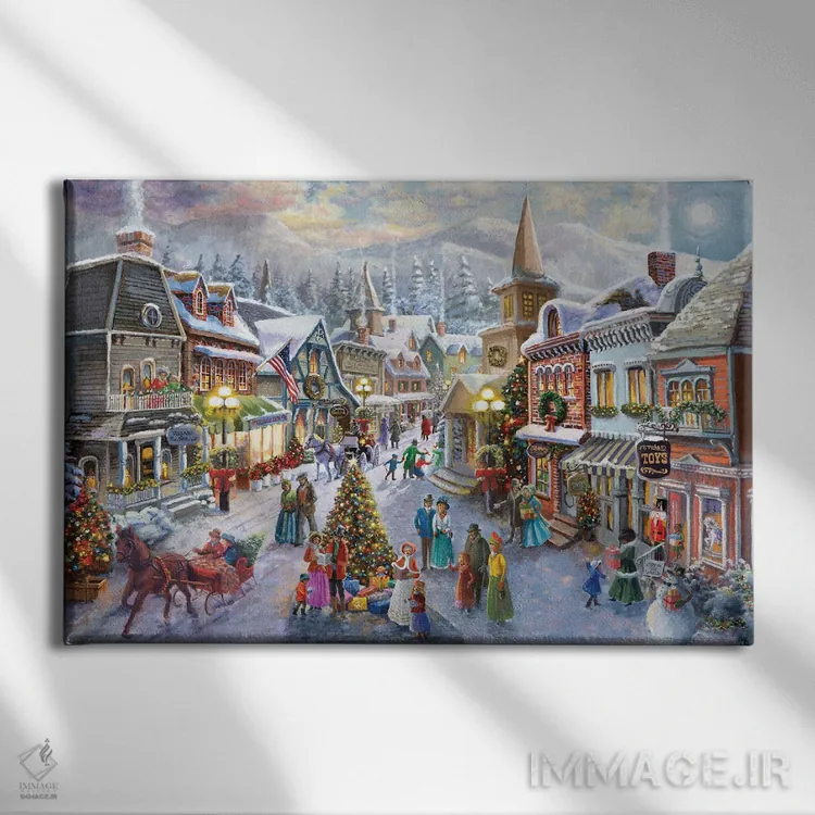 تابلو روستای کریسمس ویکتوریایی اثر نیکی بومه - نمای روبهرو روی دیوار