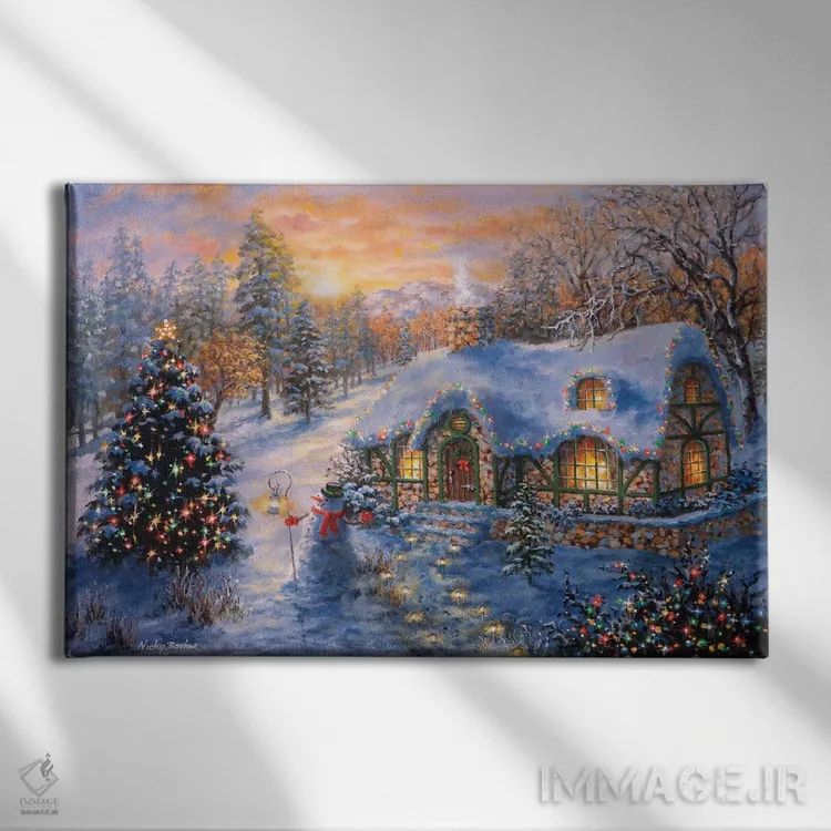 تابلو کلبهٔ کریسمس یک اثر نیکی بومه - نمای روبهرو روی دیوار