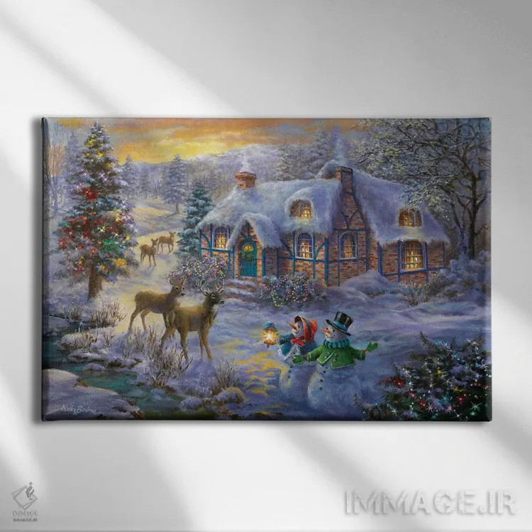 تابلو کلبهٔ کریسمس دو اثر نیکی بومه - نمای روبهرو روی دیوار
