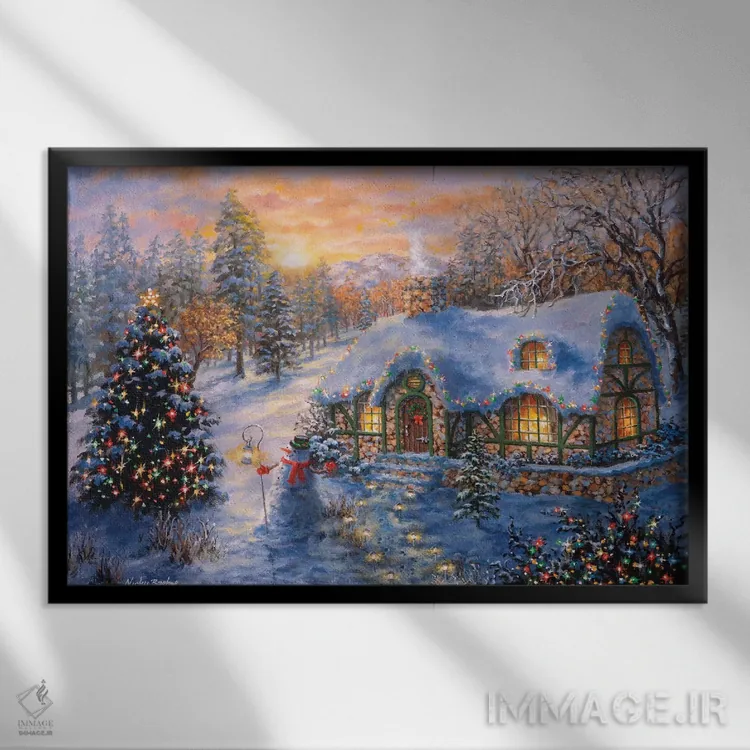 تابلو کلبهٔ کریسمس یک اثر نیکی بومه - نمای قابدار مشکی