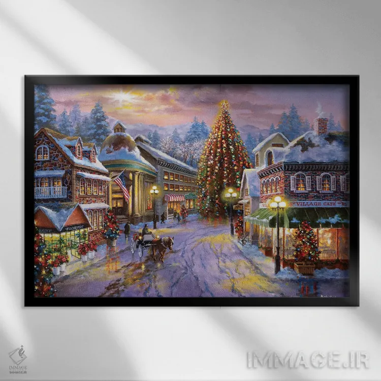 تابلو شب کریسمس اثر نیکی بومه - نمای قابدار مشکی