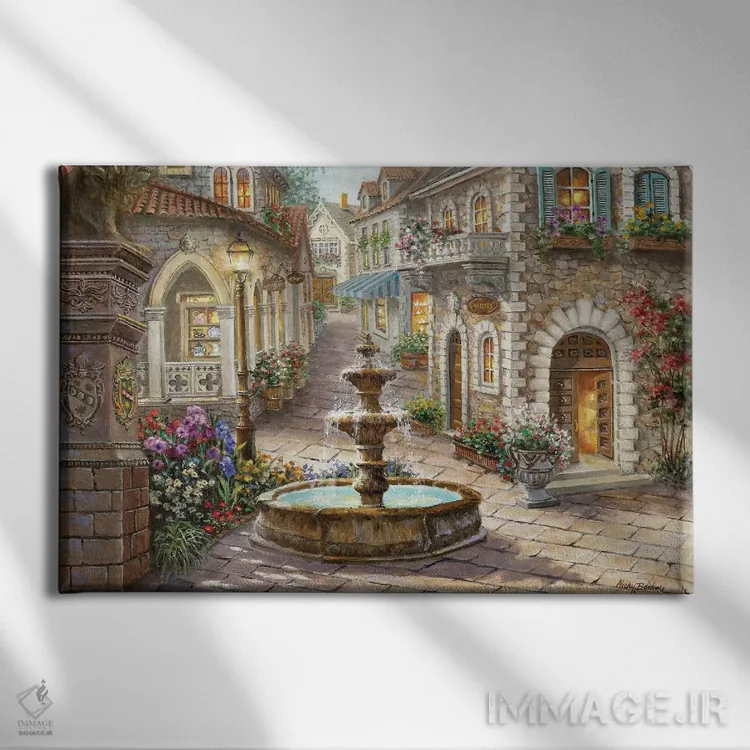 تابلو فواره سنگفرش اثر نیکی بومه - نمای روبهرو روی دیوار