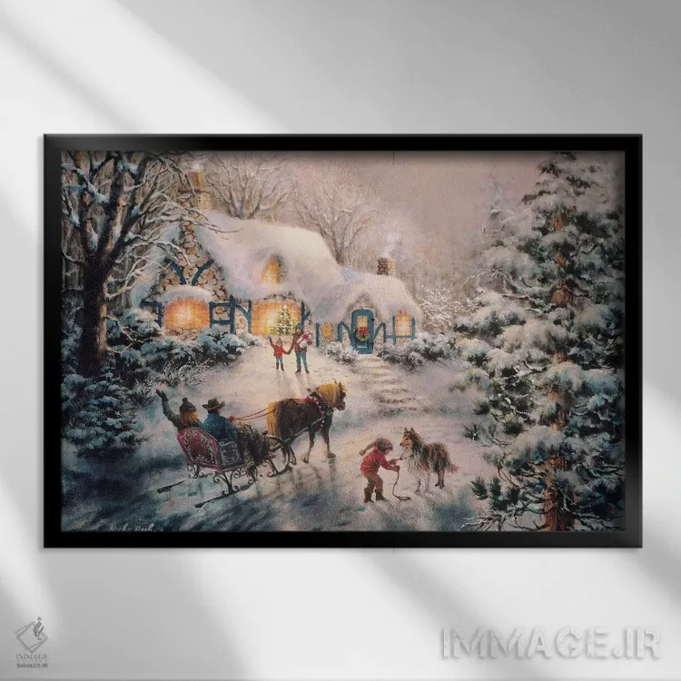 تابلو دیدار کریسمسی اثر نیکی بومه - نمای قابدار مشکی