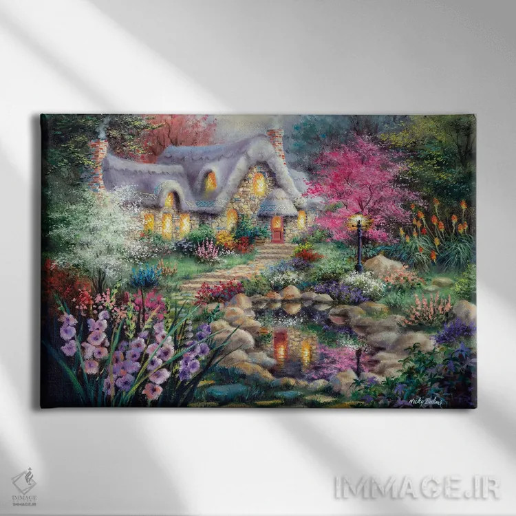 تابلو حوضچهٔ کلبه اثر نیکی بومه - نمای روبهرو روی دیوار