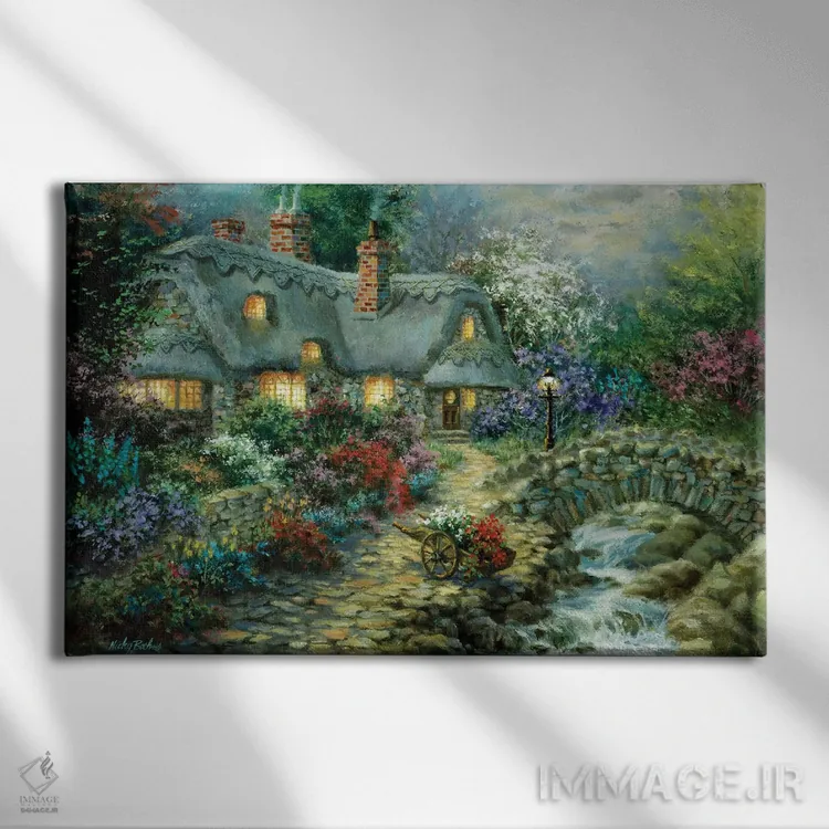 تابلو کلبهٔ روستایی اثر نیکی بومه - نمای روبهرو روی دیوار