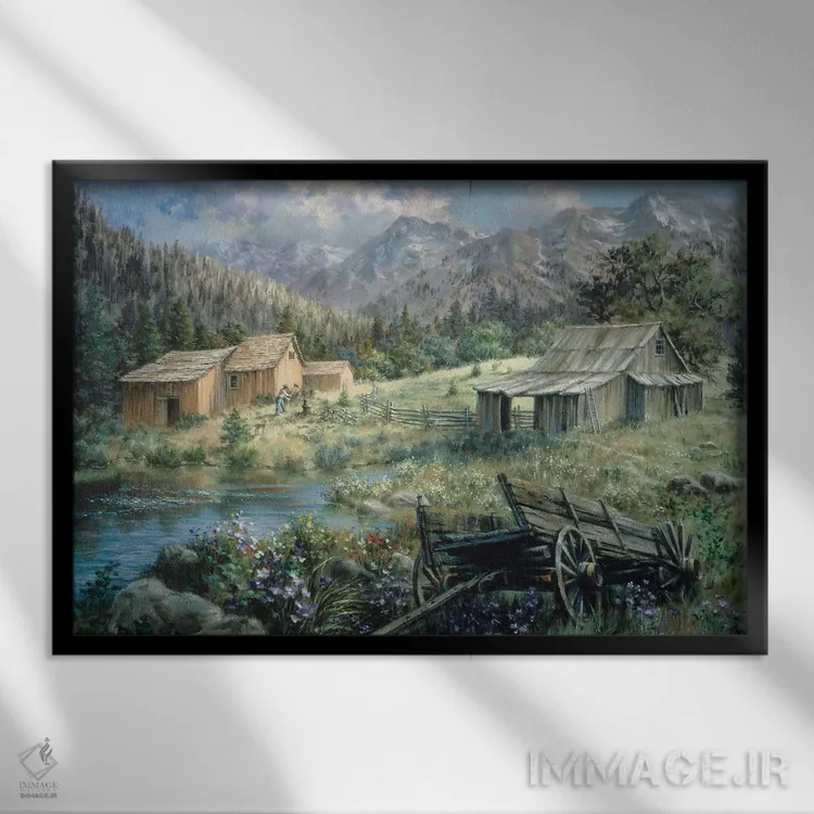 تابلو روستا اثر نیکی بومه - نمای قابدار مشکی