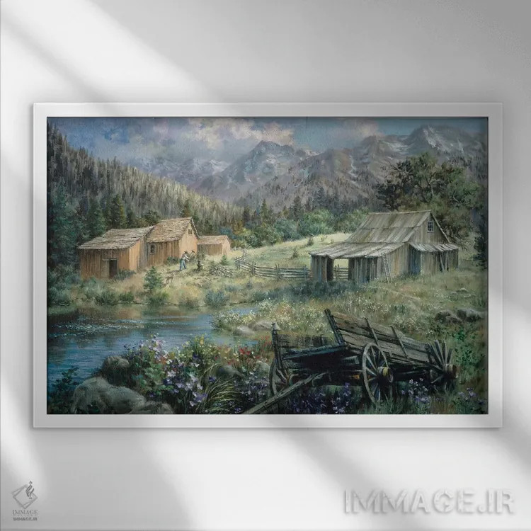 تابلو روستا اثر نیکی بومه - نمای قابدار سفید