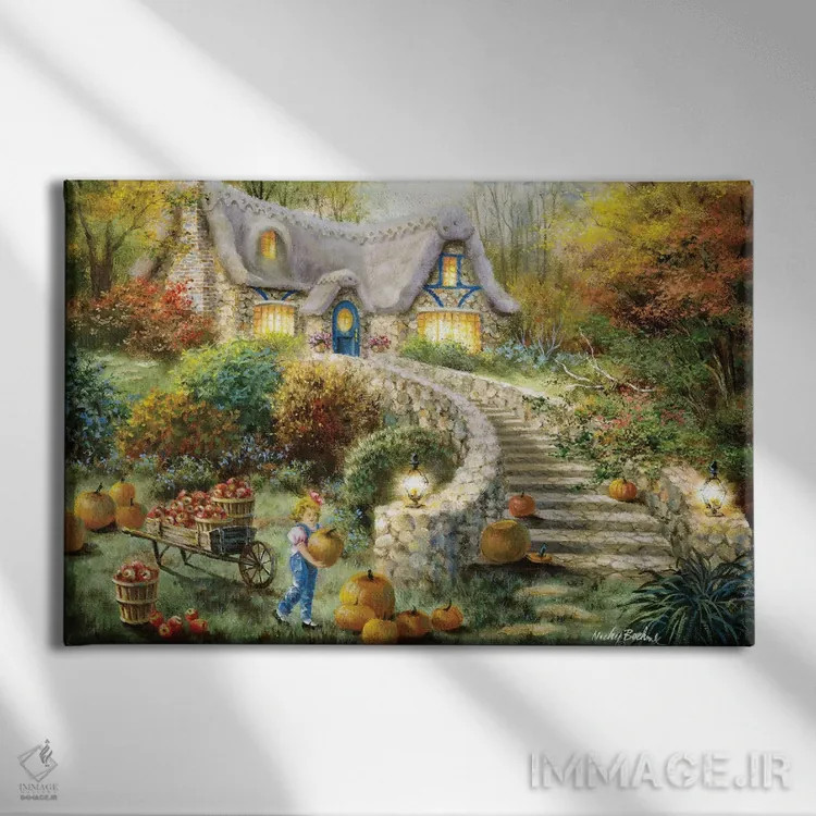 تابلو برداشت روستایی اثر نیکی بومه - نمای روبهرو روی دیوار